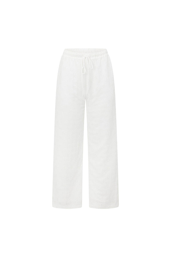 White High Waist Elastic Drawstring Ellira Pants