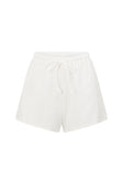 White Cotton Elastic High Waist Inara Shorts