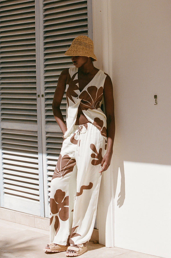 Galene Print V Neck Knot Zana Top