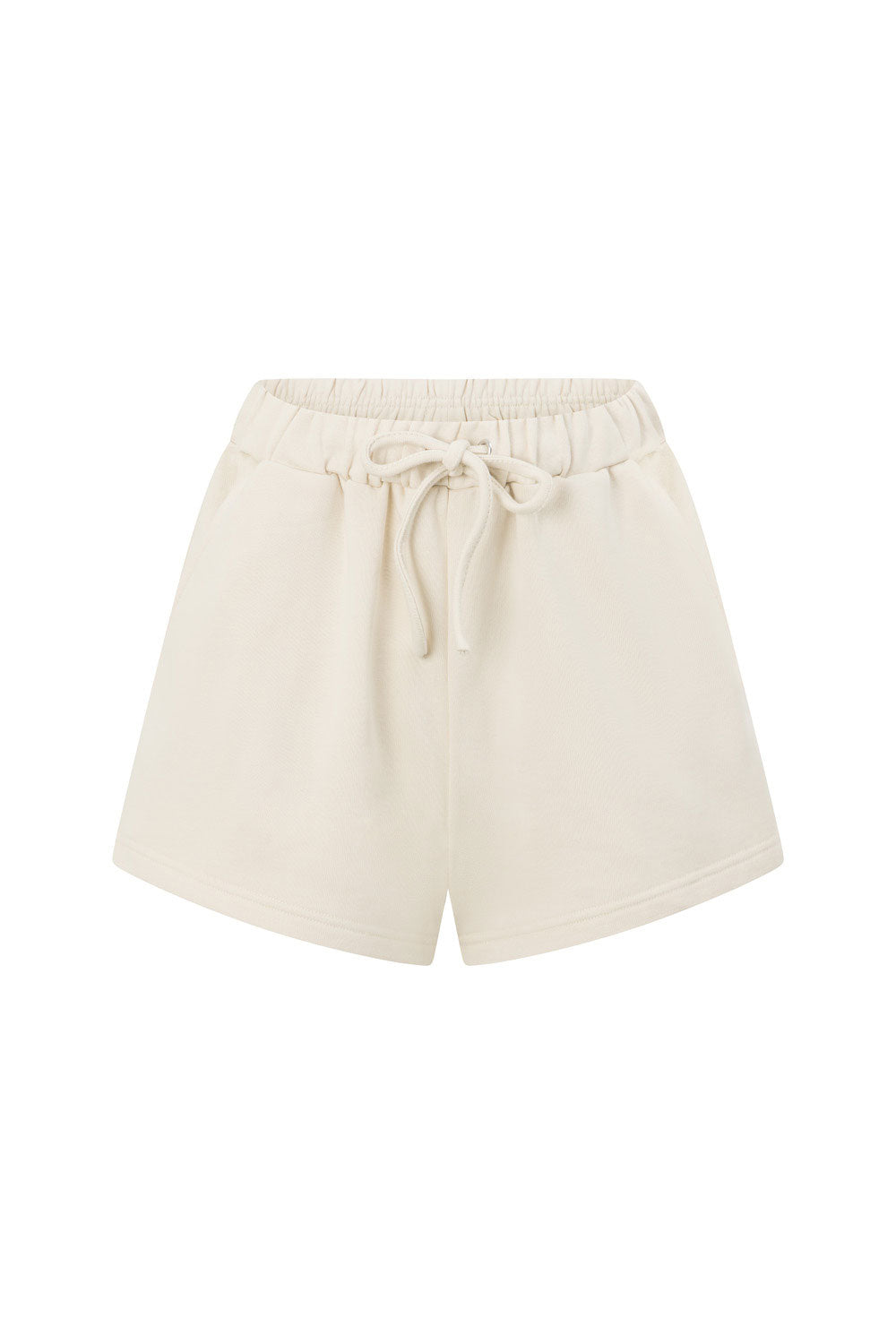 Cream Elastic Drawstring Pocket Chester Shorts