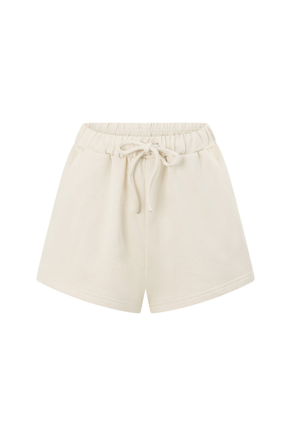 Cream Elastic Drawstring Pocket Chester Shorts