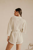 Taupe Grey Collared V Neck Tie Sammi Playsuit