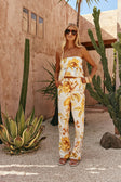 White Agalia Floral Print Wide Leg Lorde Trouser Pants