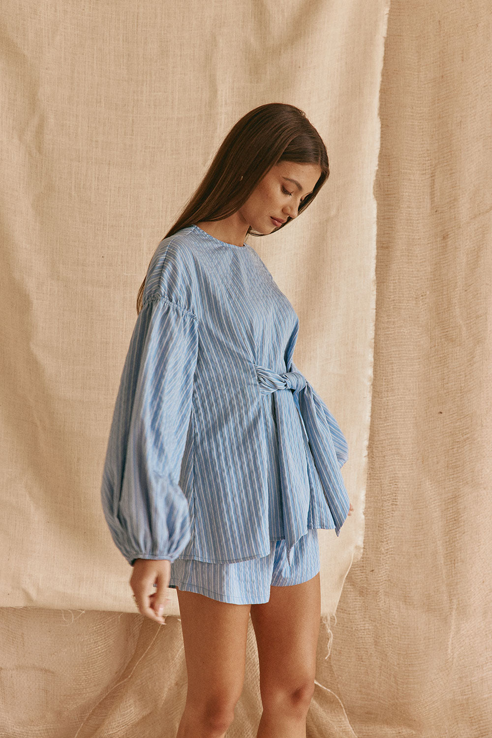 SAMPLE-Hailey Top - Blue Stripe