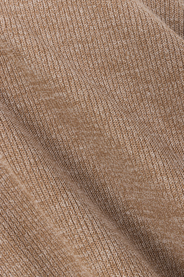 Tan Long Sleeve Cut Out V Neck Maxi Belora Dress