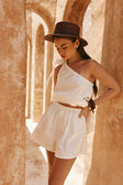 White Cotton Elastic Drawstring Stella Shorts