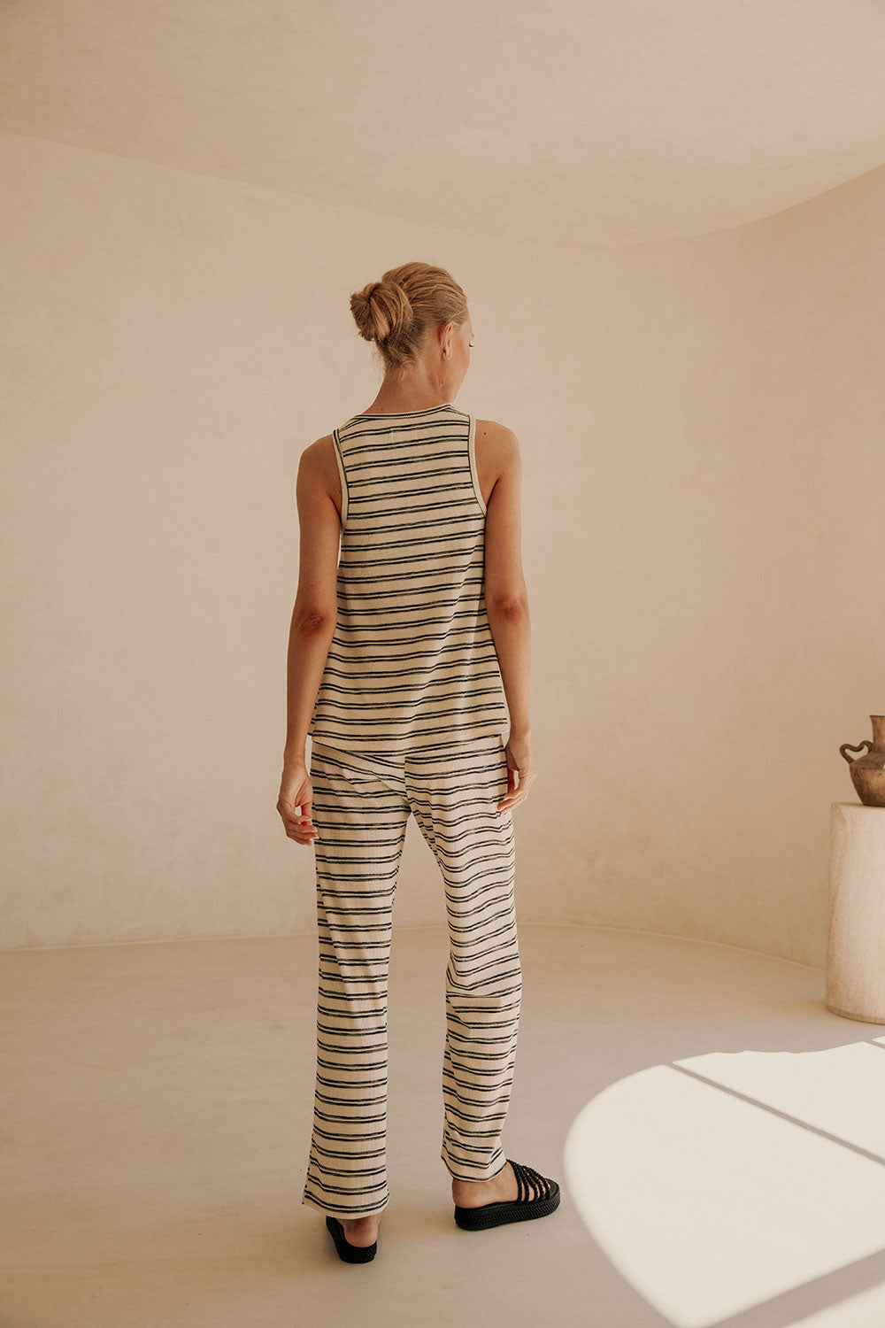 Black And White Stripe V Neck Lana Top