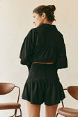 Black High Waist Gathered Flounce Panel Luna Shorts