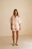 Pink Petal Patch Print Drawstring Senoa Shorts