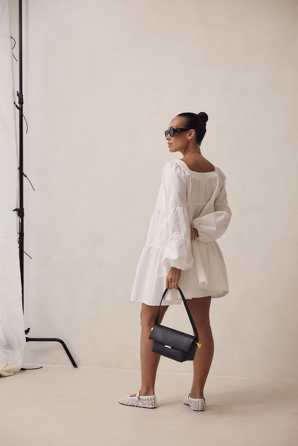 White Button Midi Palmer Dress