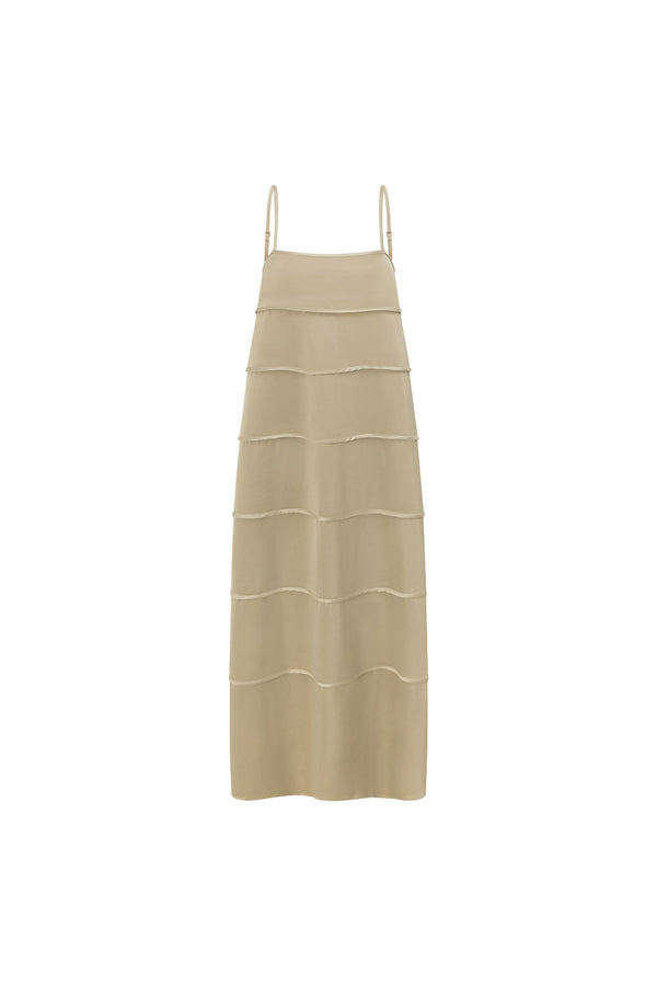 Khaki Green Panel Maxi Daleyza Dress