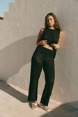 Black Crochet Knit High Waist Dillan Pants