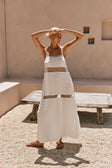 Miliano Adjustable Thin Strap Panelled Maxi Dress - White