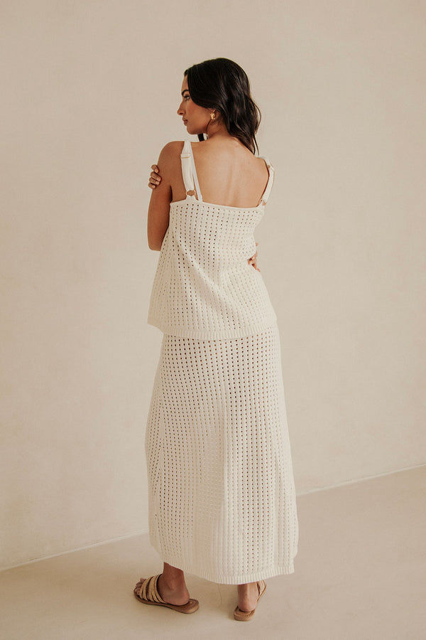 Nia Knitted Split Top - White