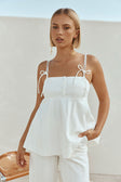 White Cotton Strappy Babydoll Tilda Top