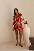 Red Palma Vista Ruched Mini Esperenza Dress