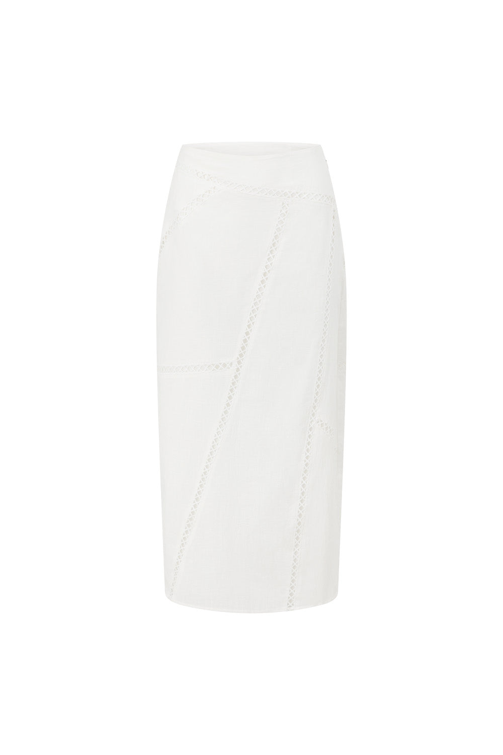 Bridal White Ladder Panel Midi A Line Empire Skirt