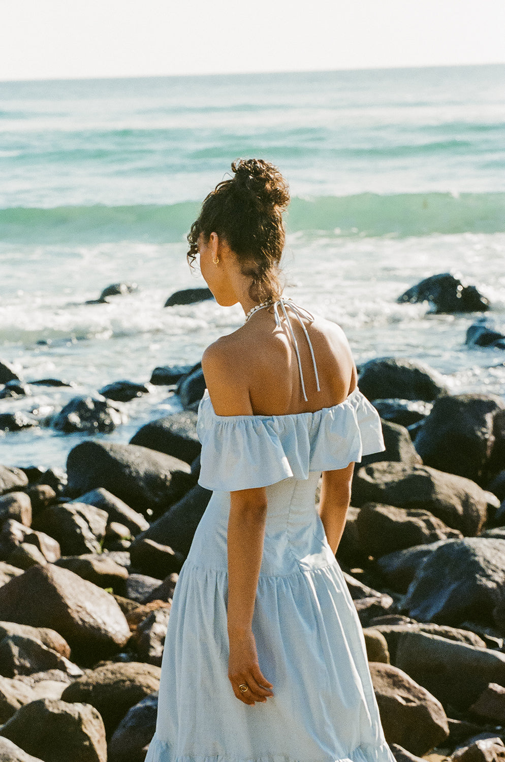 SAMPLE-Adorne Midi Dress - Blue