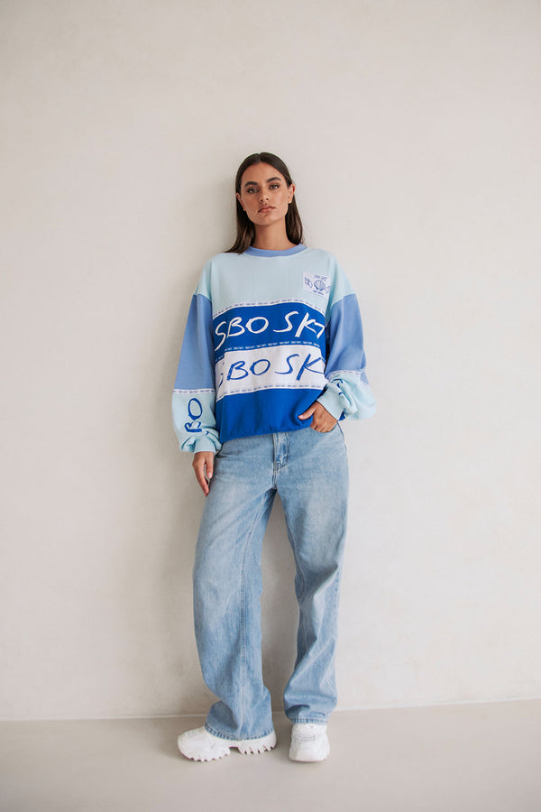 Eclipse Oversized Sweater - Blue, White