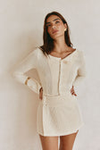 Violette Long Sleeve Button Up Mini Wrap Dress - Beige