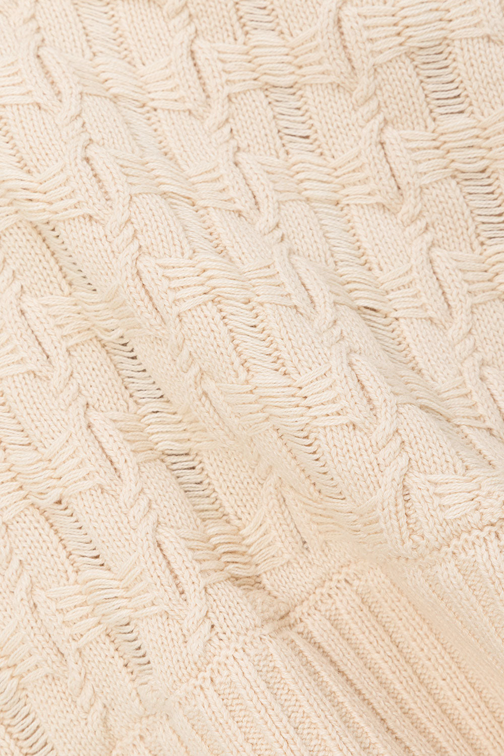 Beige Textured Knit Elastic High Waist Amirah Pants