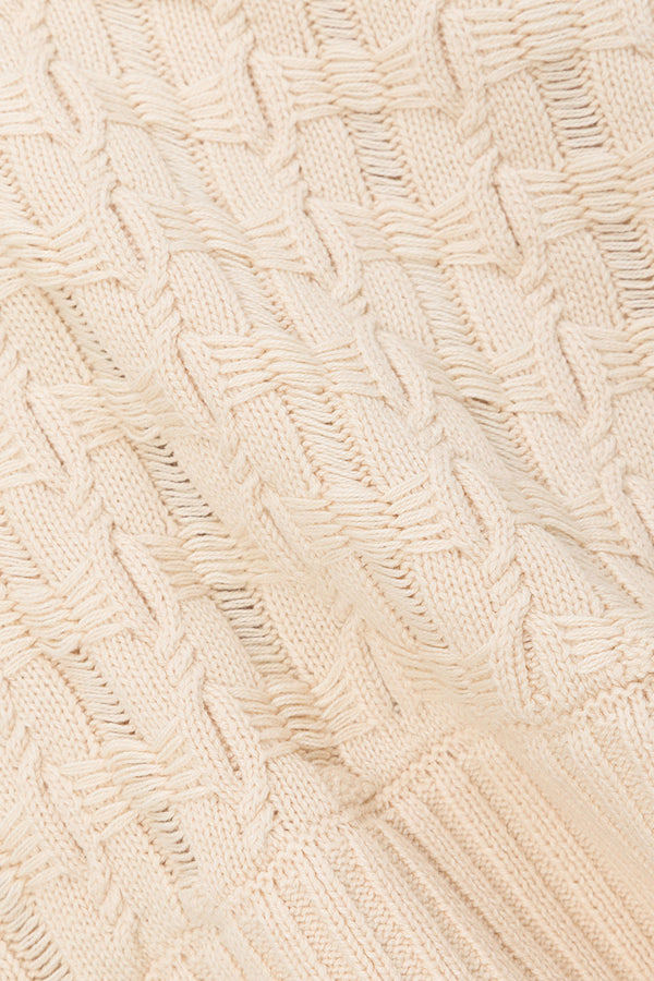 Beige Textured Knit Elastic High Waist Amirah Pants