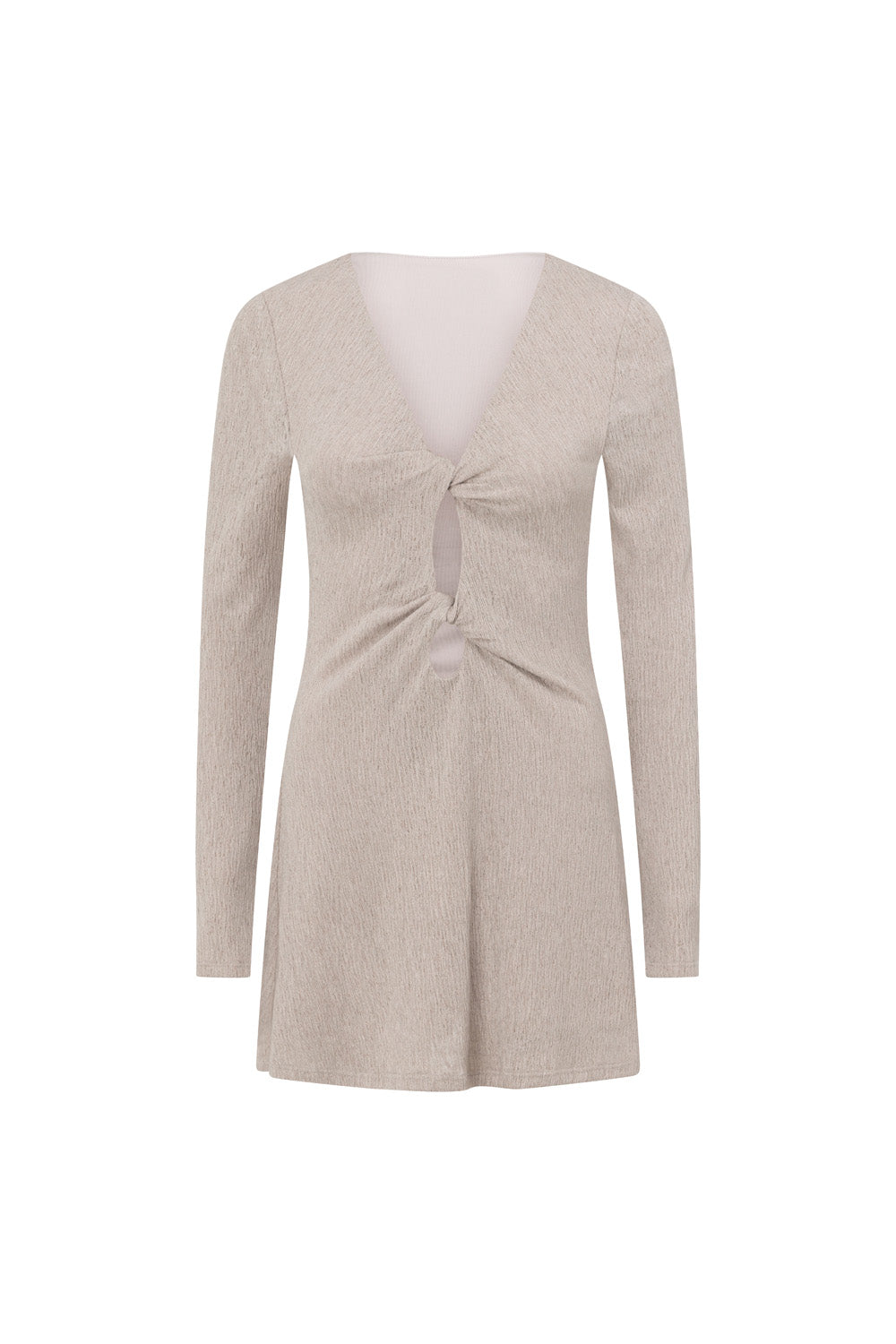 Stone Grey Long Sleeve Cut Out Mini Ivy Dress