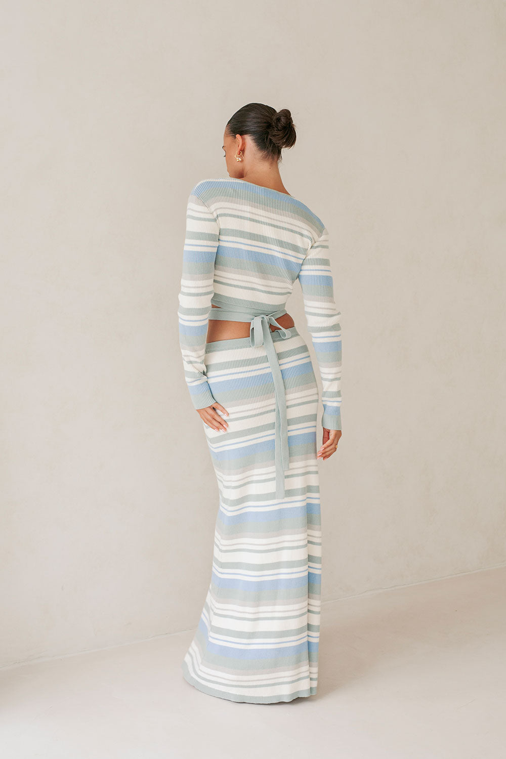 Kaila Maxi Skirt - Blue, White, Grey