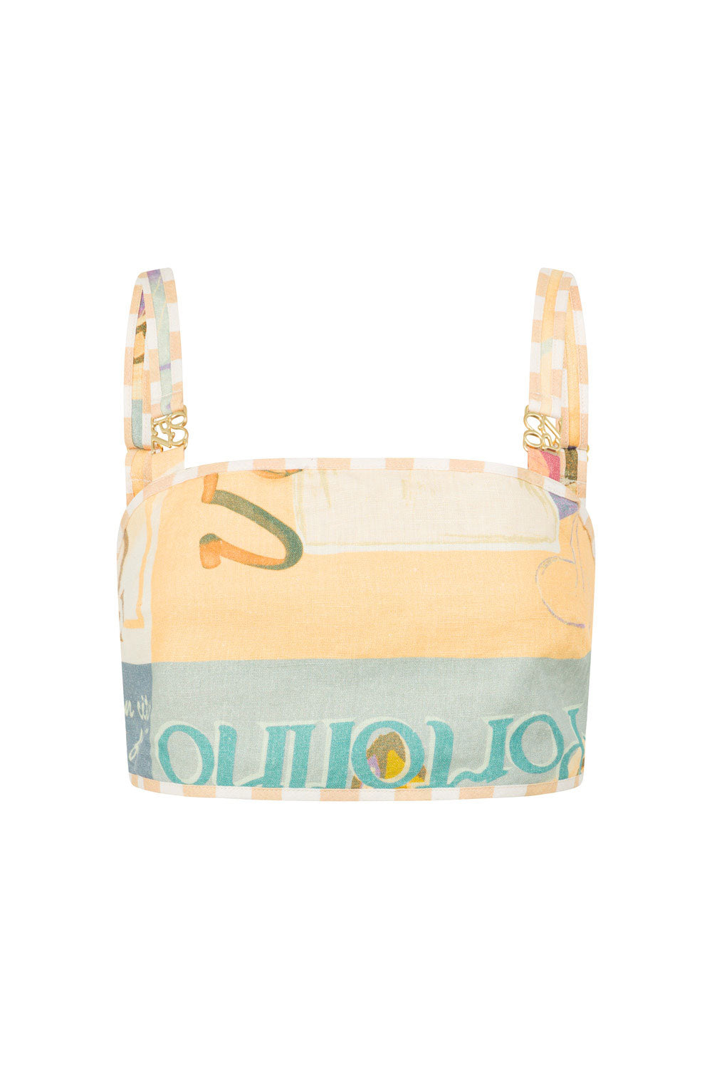 Portofino Thick Strap Buckle Crop Top - Fiorire Acqua, Green, Purple