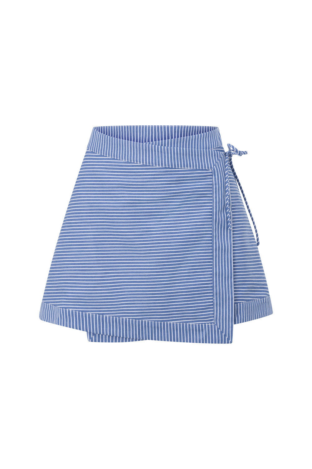 Alyssia Mini Wrap Skirt - Blue, White Stripe