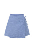 Alyssia Mini Wrap Skirt - Blue, White Stripe