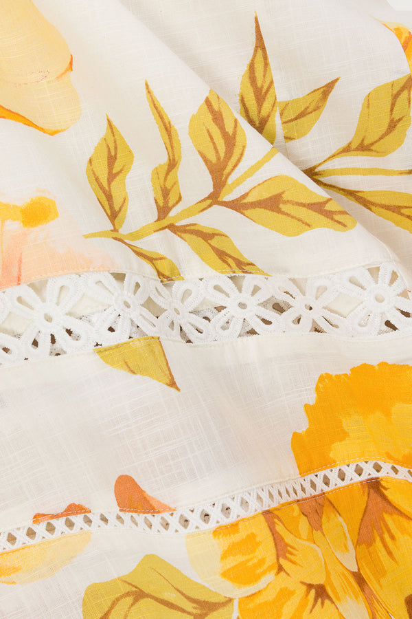 White Agalia Floral Print V Neck Maxi Clover Dress