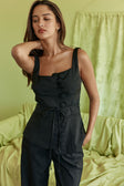 Black Button Tie Khaleesi Top