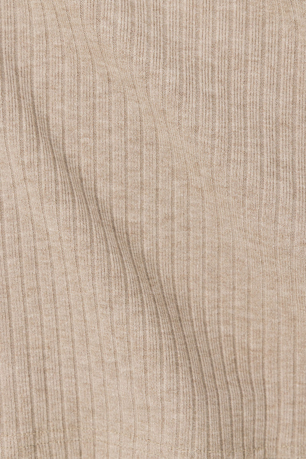 Tan Ribbed Long Sleeve Button Mini Alexia Dress