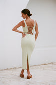SAMPLE-Jhoselle Lace Up Top - Green