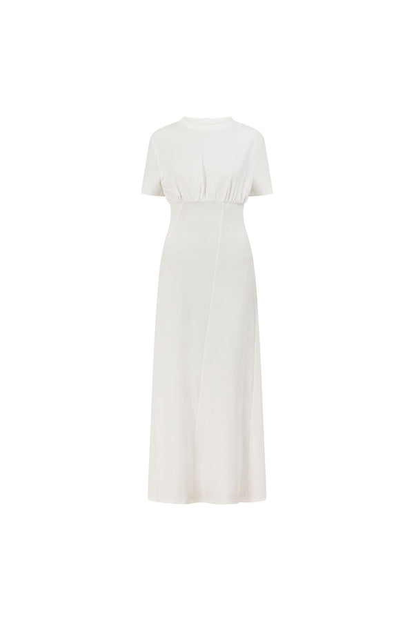 White Ribbed A Line Maxi Gizelle Dress