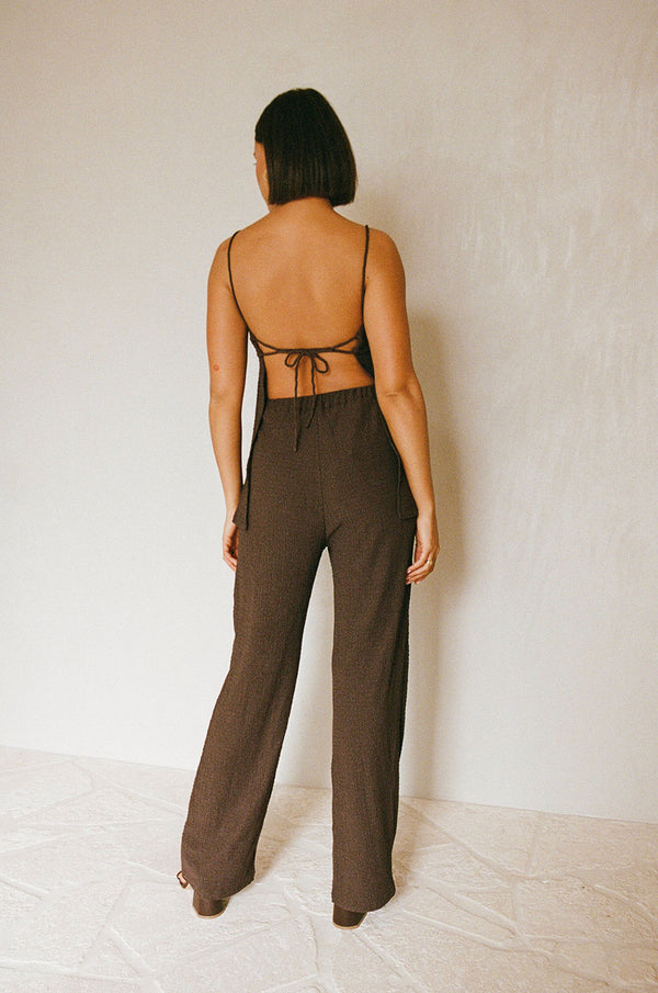 Chocolate Brown Strappy Backless Ashton Jumpsuit