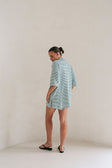 Mallory Button Up Top - Green Stripe