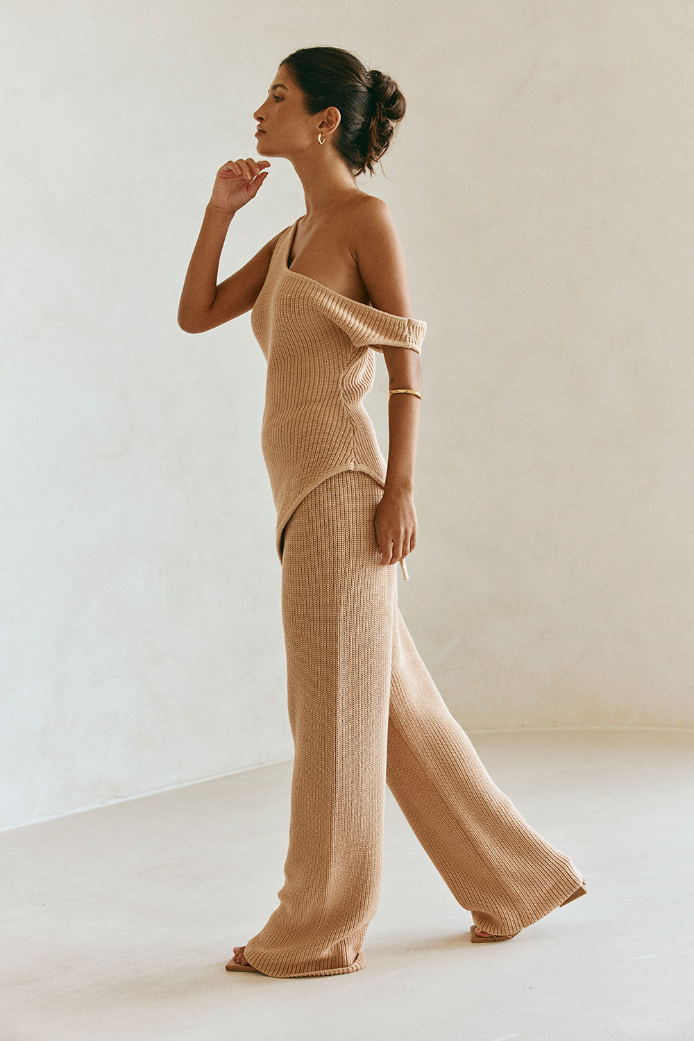 Tan Knit Off Shoulder Sienna Top