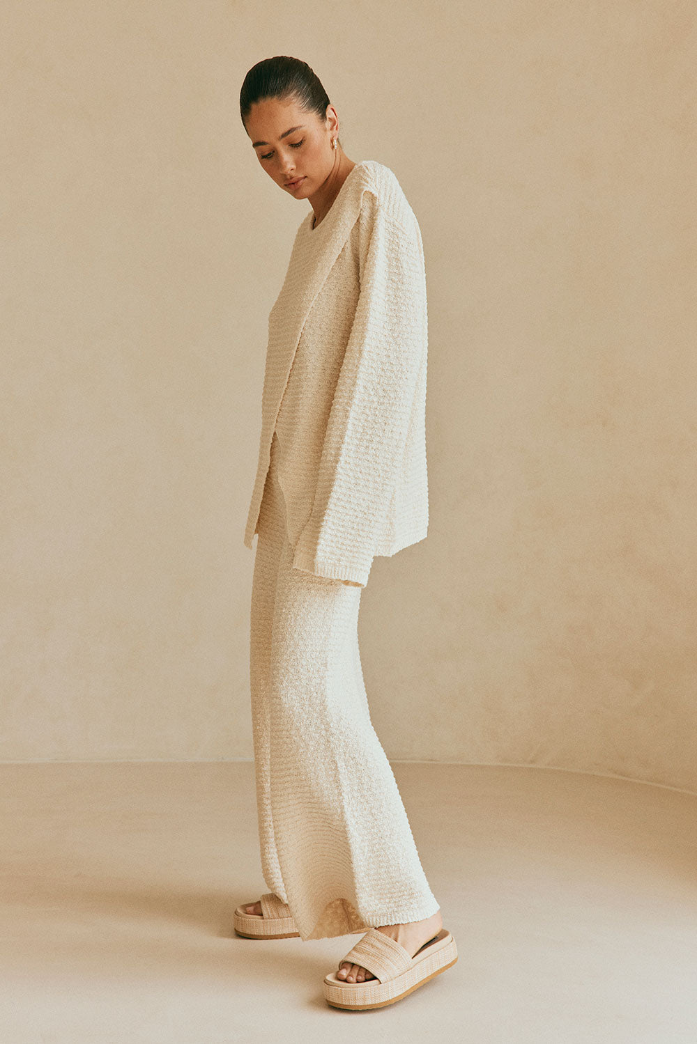 Beige Knit Long Sleeve Mara Top