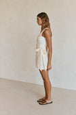 White Broderie V Neck Wrap Mini Gracia Dress