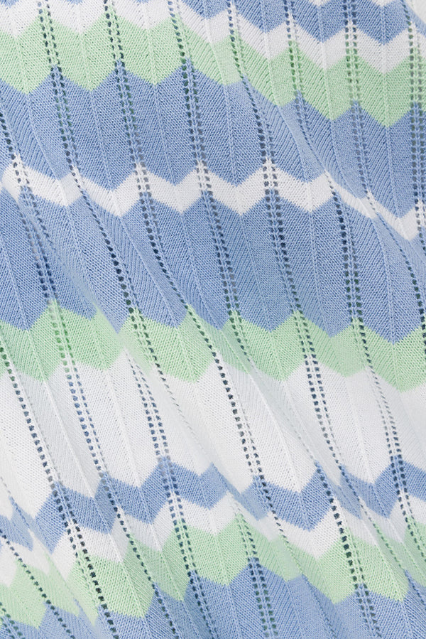 White Blue and Green Stripe Knit Halter Maxi Bexley Dress