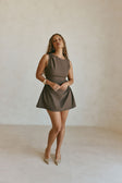 Chocolate Brown Gathered Mini Camellia Dress