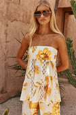 White Agalia Floral Print Strappy A Line Lorde Top