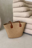 Tan Woven Xena Basket Tote Bag
