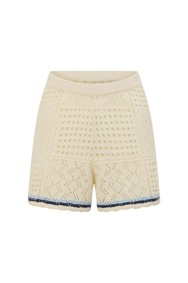 Cream Patch Crochet Knit High Waist Balia Shorts