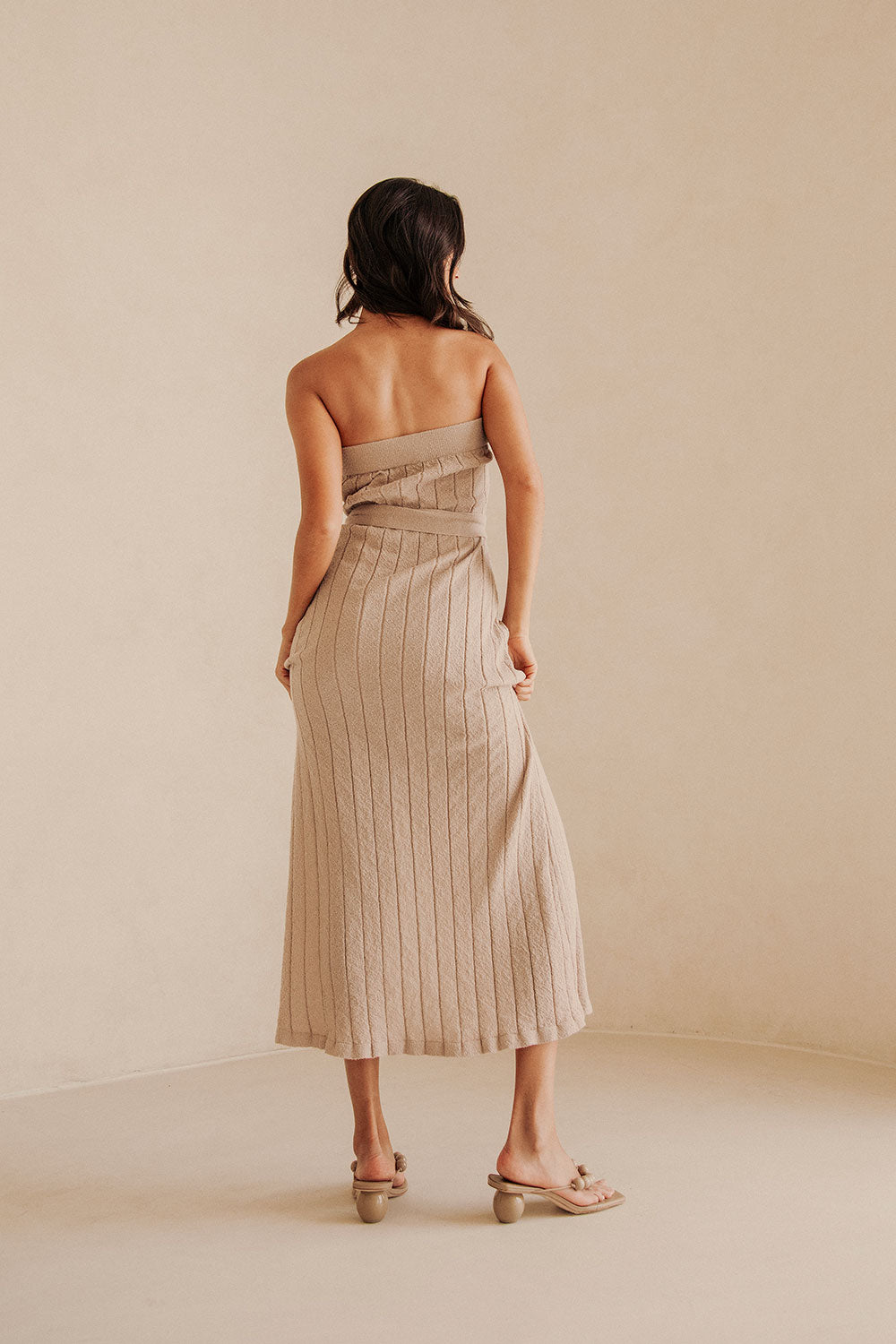 Grey Strapless Split Raveen Dress