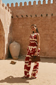 Red Sienna Sunset Print Del Mar Trouser Pants