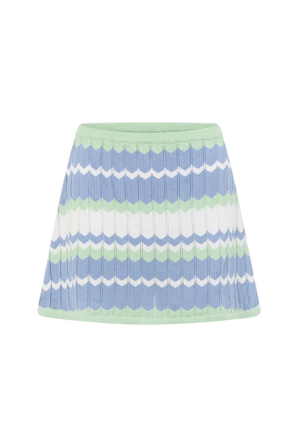 Blue White and Green Stripe Knit Mini Karina Skirt