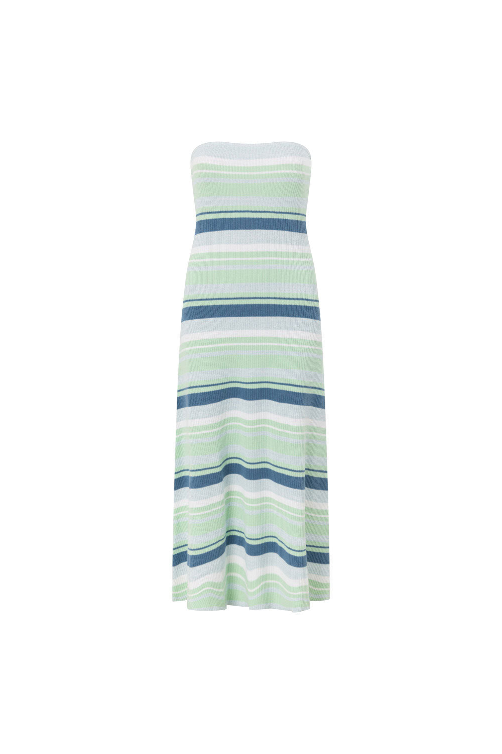Green and White Stripe Strapless Maxi Anya Dress
